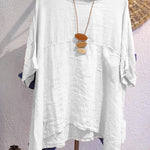 Women's Casual Cotton and Linen Round-neck Shirt