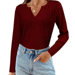 Zeagoo Women's Long Sleeve V Neck Slim Fit T Shirts