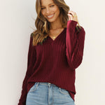 Zeagoo Women's Long Sleeve V Neck Slim Fit T Shirts