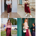 Satin Zipper Elegant Work Skirts - Zeagoo (US Only)