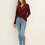 Zeagoo Women's Long Sleeve V Neck Slim Fit T Shirts