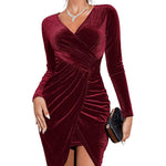 Zeagoo Women's Velvet Dress Long Sleeve Elegant Cocktail Dress