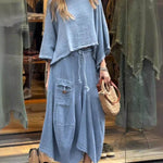 Women's Solid Color Casual Loose Elegant Stylish Skirt Two Piece Suit