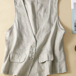 Women's V-neck Casual Sleeveless Vest Cotton And Linen Vest Jacket