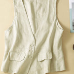 Women's V-neck Casual Sleeveless Vest Cotton And Linen Vest Jacket