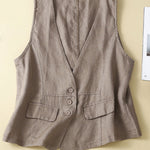 Women's V-neck Casual Sleeveless Vest Cotton And Linen Vest Jacket