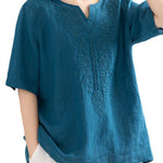 Women's Embroidered Loose V-neck T-shirt