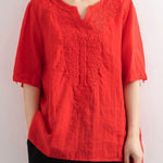 Women's Embroidered Loose V-neck T-shirt