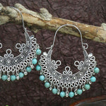 Silver Geometric Metal Tassel Earrings Vintage Earrings