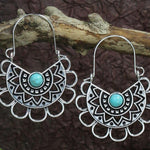 Silver Geometric Metal Tassel Earrings Vintage Earrings