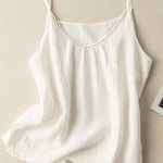 Women's Solid Color V-Neck Cotton And Linen Suspenders Tops