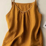 Women's Solid Color V-Neck Cotton And Linen Suspenders Tops