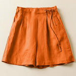 Women's Semi-elastic High Waist Solid Color Casual Cotton and Linen Wide Leg Shorts