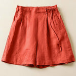 Women's Semi-elastic High Waist Solid Color Casual Cotton and Linen Wide Leg Shorts