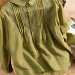 Women‘s Vintage Embroidered Loose Linen Shirt