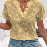 Women's Embroidered Lace Short-sleeved Cotton Shirt