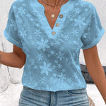 Women's Embroidered Lace Short-sleeved Cotton Shirt