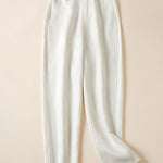 Women's Jacquard PatternTencel and Linen Casual Pants