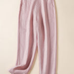 Women's Jacquard PatternTencel and Linen Casual Pants