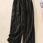 Women's Stripe Cotton And Linen Casual Pants