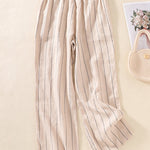 Women's Stripe Cotton And Linen Casual Pants