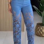 Women's Casual Hollow Embroidery Patchwork Jeans