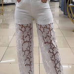 Women's Casual Hollow Embroidery Patchwork Jeans