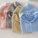 Women's Casual Cotton and Linen Hooded Cardigan
