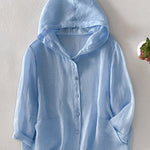 Women's Casual Cotton and Linen Hooded Cardigan