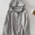 Women's Casual Cotton and Linen Hooded Cardigan