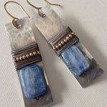Antique Silver Blue and White Sapphire Earrings