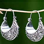Women's Vintage Silver Round Earrings
