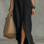 Samara | Loose-fitting Black Maxi Dress with Buttons