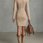 Sable | Suede Midi Dress with Floral Collar