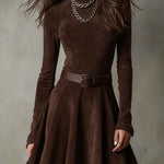 Lunori™ Meredith | Vintage Suede Mini Dress
