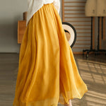 Casual Solid Color Chiffon Column Wide Leg Pants&Skirt