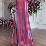 A-Line Long Sleeves Pleated Solid Color Tied Waist Zipper Round-Neck Maxi Dresses