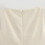 A-Line Loose Pleated Solid Color Split-Joint Zipper Round-Neck Mini Dresses