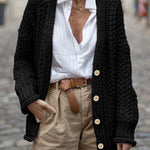 Button Front Chunky Knit Oversized Cardigan