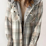 Fashion Plaid Long Sleeve Pocket Casual Hooded Jacket