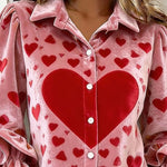 Women'S Casual Lapel Printed Velvet Shirt