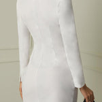 Long Sleeves Split-Joint Lapel Mini Dresses