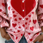 Women'S Casual Lapel Printed Velvet Shirt