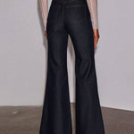 High Waisted Wide Leg Pockets Solid Color Jean Pants Bottoms