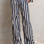 Retro Loose-fitting Cotton And Linen Striped Blouse