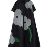 Loose Short Sleeves Buttoned Floral Printed Lapel Collar Midi Dresses