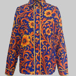Long Sleeves Buttoned Flower Print Lapel Blouses&Shirts Tops