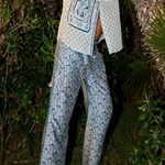 Stylized Dragon Satin Unique Print Long Sleeve Loose Shirt and Elastic Waist Pants Set