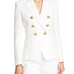 Long Sleeves Buttoned Notched Collar Blazer Outerwear