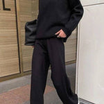 Knitted Solid Color Loose Casual Suit